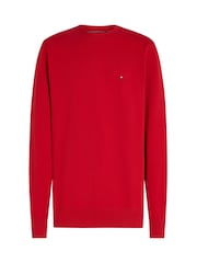Tommy Hilfiger Red Regular Fit Essential Terry 100% Cotton Sweatshirt - Image 5 of 7