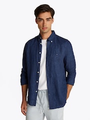 Tommy Hilfiger Blue 100% Linen Pigment Dyed Shirt - Image 1 of 6