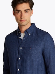 Tommy Hilfiger Blue 100% Linen Pigment Dyed Shirt - Image 4 of 6