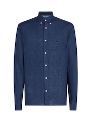 Tommy Hilfiger Blue 100% Linen Pigment Dyed Shirt - Image 5 of 6