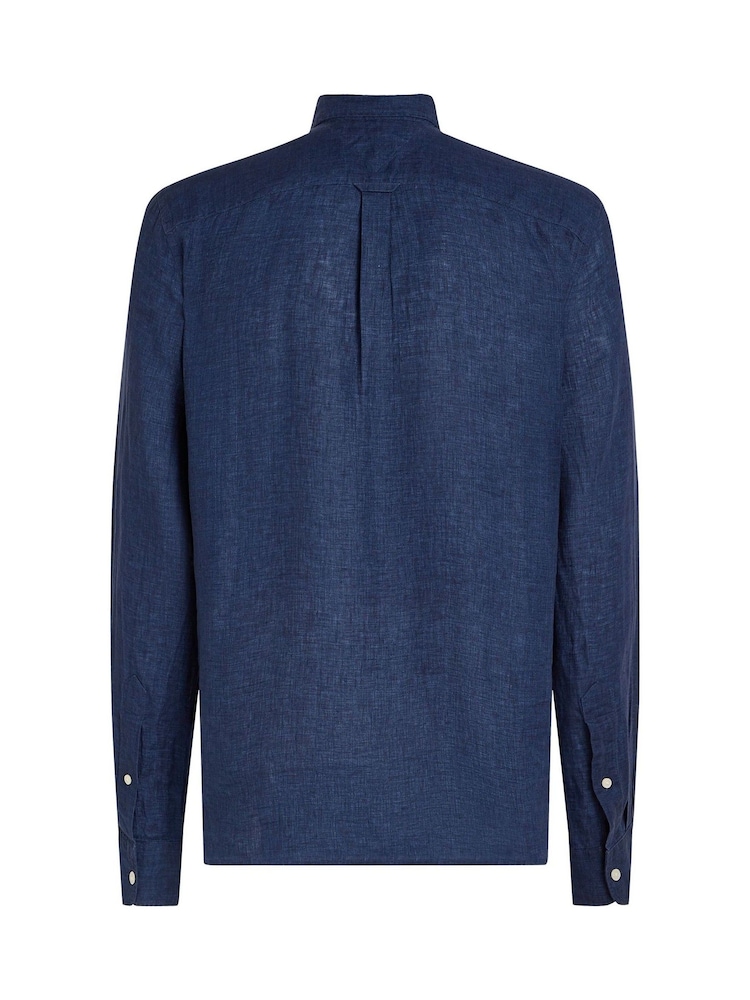 Tommy Hilfiger Blue 100% Linen Pigment Dyed Shirt - Image 6 of 6