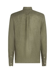Tommy Hilfiger Green Regular Fit Essential Stripe 100% Linen Shirt - Image 6 of 6