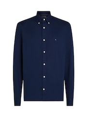 Tommy Hilfiger Blue Slim 100% Cotton Flex Dobby Shirt - Image 5 of 6