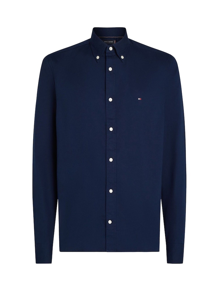 Tommy Hilfiger Blue Cotton Flex Dobby Shirt - Image 5 of 6