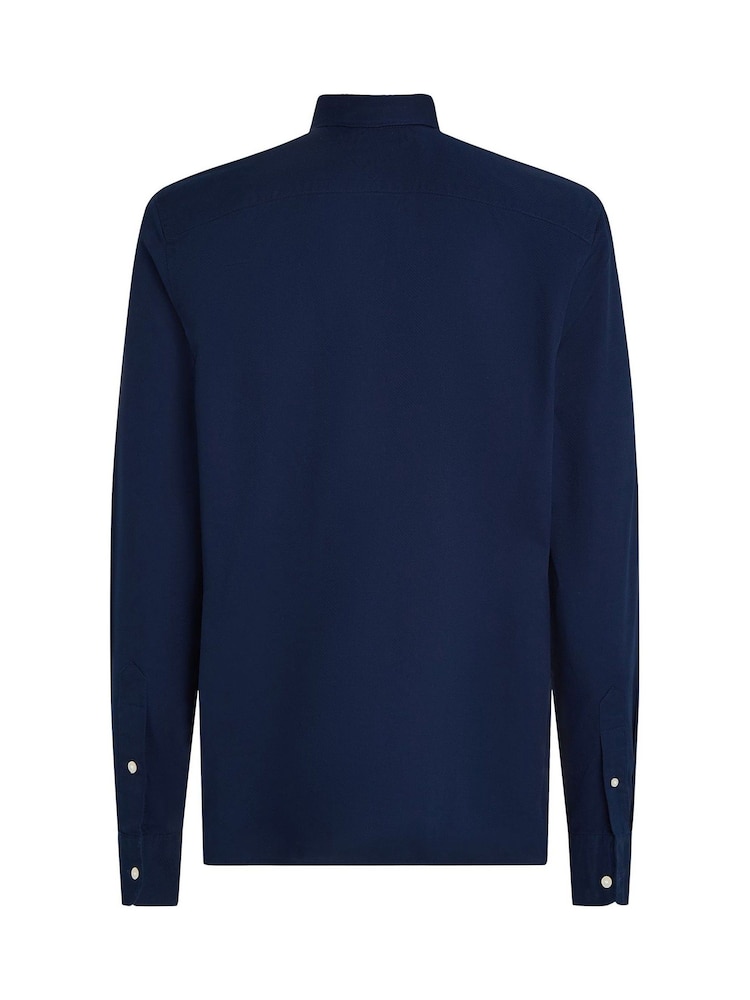 Tommy Hilfiger Blue Slim 100% Cotton Flex Dobby Shirt - Image 6 of 6