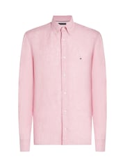 Tommy Hilfiger Pink Regular Fit Essential Stripe 100% Linen Shirt - Image 5 of 6