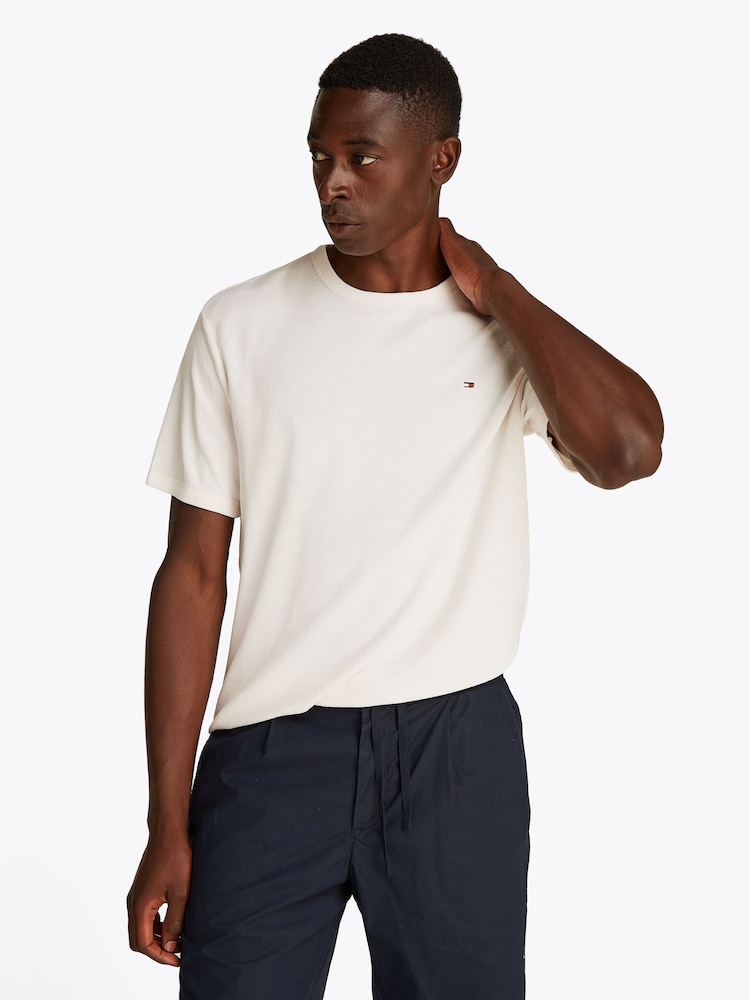 Tommy Hilfiger Cream Terry Towelling T-Shirt - Image 1 of 6