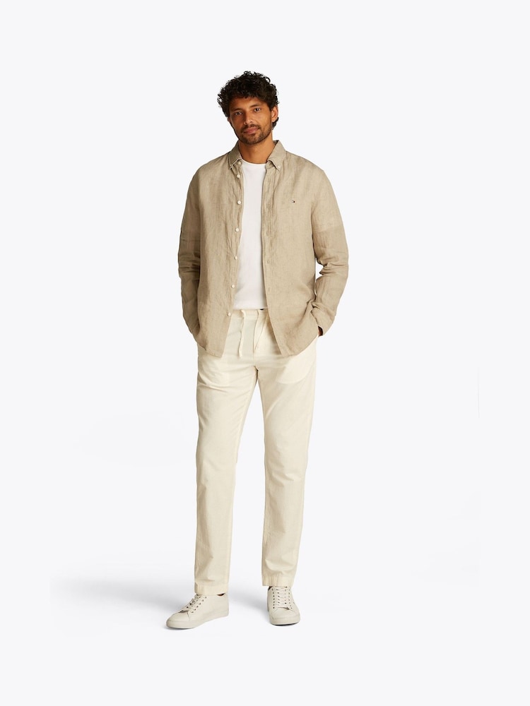 Tommy Hilfiger Natural Regular Fit Essential Stripe 100% Linen Shirt - Image 2 of 6