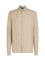 Tommy Hilfiger Natural Regular Fit Essential Stripe 100% Linen Shirt - Image 5 of 6