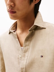 Tommy Hilfiger Natural Stripe Washed Linen Long Sleeve Shirt - Image 7 of 9