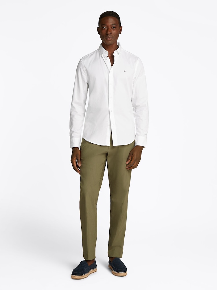 Tommy Hilfiger White Slim 100% Cotton Flex Dobby Shirt - Image 2 of 6