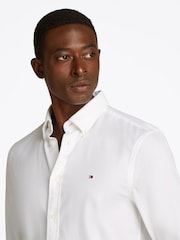 Tommy Hilfiger White Slim 100% Cotton Flex Dobby Shirt - Image 4 of 6