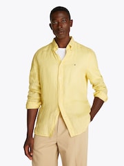 Amarelo - Camisa Tommy Hilfiger Regular Fit Essential Stripe 100% de linho - Imagem 1 de 6