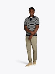 Tommy Hilfiger Navy & Whtie Stripe Essential Knit Polo 100% Cotton Jumper - Image 4 of 6