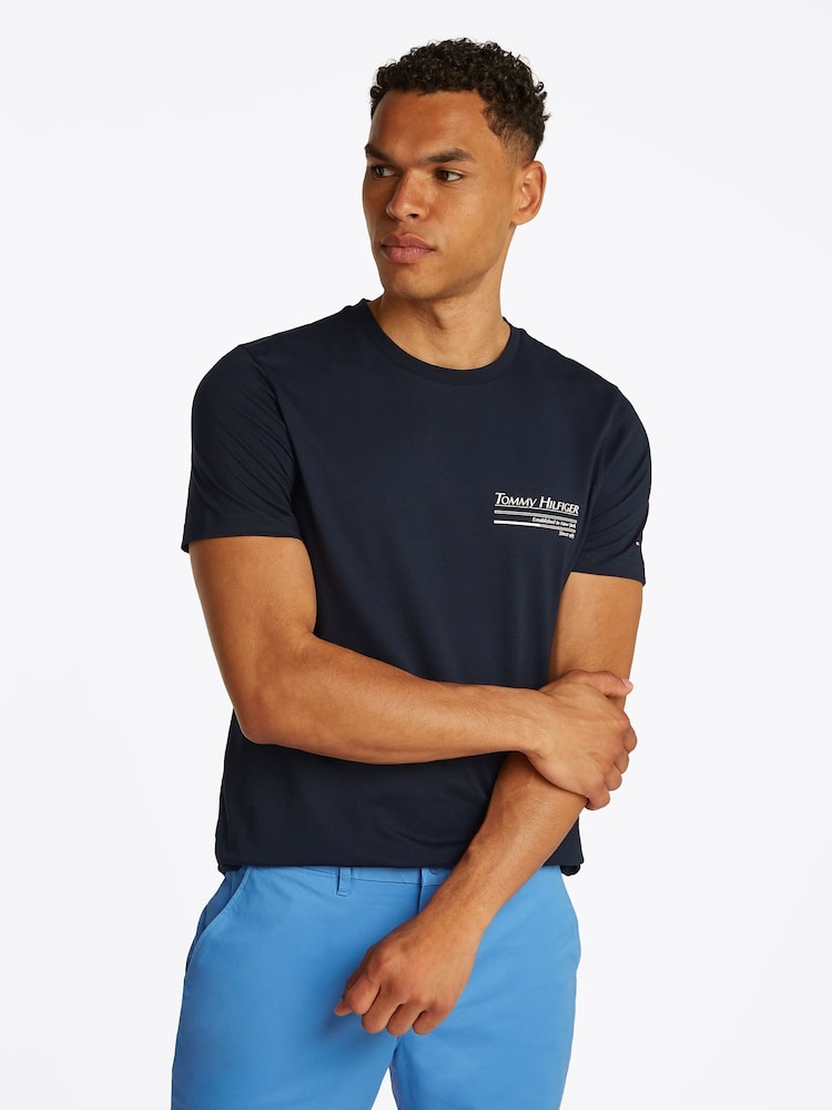 Tommy Hilfiger Blue Outline Sailing 100% Cotton T-Shirt - Image 1 of 6