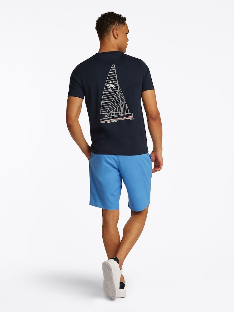 Tommy Hilfiger Blue Outline Sailing 100% Cotton T-Shirt - Image 3 of 6