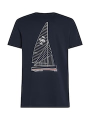 Tommy Hilfiger Blue Outline Sailing 100% Cotton T-Shirt - Image 6 of 6