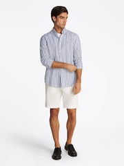 Tommy Hilfiger Blue Regular Fit Essential Stripe 100% Linen Shirt - Image 2 of 6