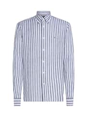 Tommy Hilfiger Blue Regular Fit Essential Stripe 100% Linen Shirt - Image 5 of 6