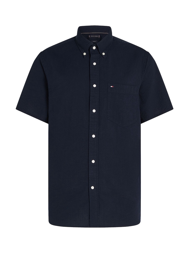 Tommy Hilfiger Dark Blue Seersucker Short Sleeve Shirt - Image 5 of 6