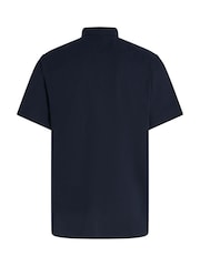 Tommy Hilfiger Dark Blue Regular Fit Seersucker Short Sleeve 100% Cotton Shirt - Image 6 of 6