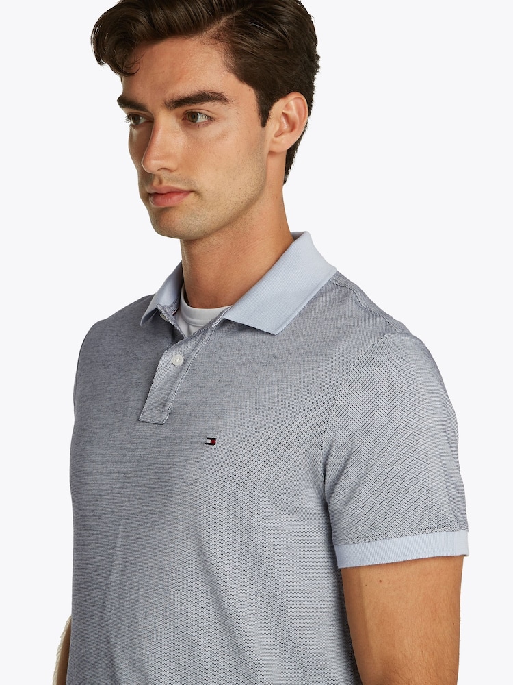 Tommy Hilfiger Blue Regular Fit Short Sleeve 100% Cotton Polo Shirt - Image 4 of 6