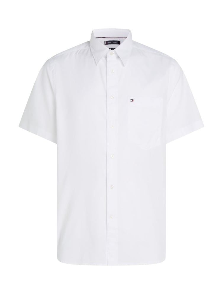 Tommy Hilfiger Brill White Regular Fit Flex Poplin Stripe 100% Cotton Shirt - Image 6 of 6
