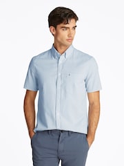 Tommy Hilfiger Blue Regular Fit Seersucker Short Sleeve 100% Cotton Shirt - Image 1 of 6