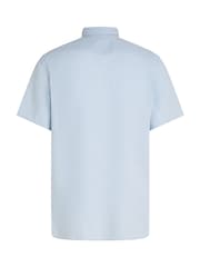 Tommy Hilfiger Blue Regular Fit Seersucker Short Sleeve 100% Cotton Shirt - Image 6 of 6