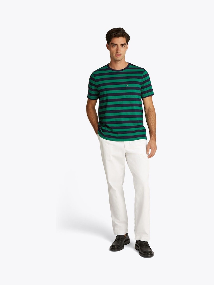 Tommy Hilfiger Green Regular Fit Essential 100% Cotton T-Shirt With Patch Chest Pocket - Image 2 of 6