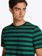 Tommy Hilfiger Green Regular Fit Essential 100% Cotton T-Shirt With Patch Chest Pocket - Image 4 of 6