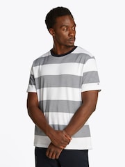Tommy Hilfiger White Regular Fit Striped 100% Cotton T-Shirt - Image 1 of 6