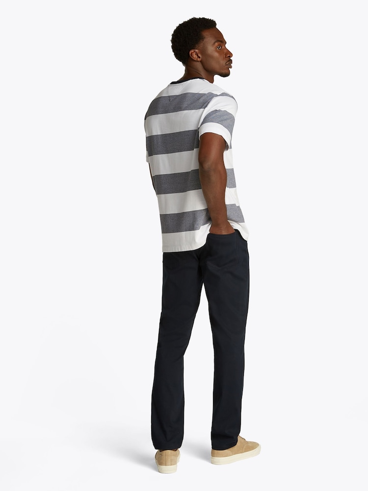Tommy Hilfiger White Regular Fit Striped 100% Cotton T-Shirt - Image 3 of 6
