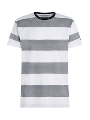 Tommy Hilfiger White Regular Fit Striped 100% Cotton T-Shirt - Image 5 of 6