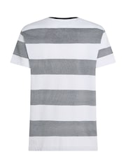 Tommy Hilfiger White Regular Fit Striped 100% Cotton T-Shirt - Image 6 of 6