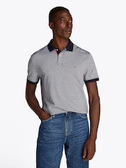 Tommy Hilfiger Blue Regular Fit Striped Short Sleeve 100% Cotton Polo Shirt - Image 1 of 6