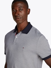 Tommy Hilfiger Blue Regular Fit Striped Short Sleeve 100% Cotton Polo Shirt - Image 4 of 6
