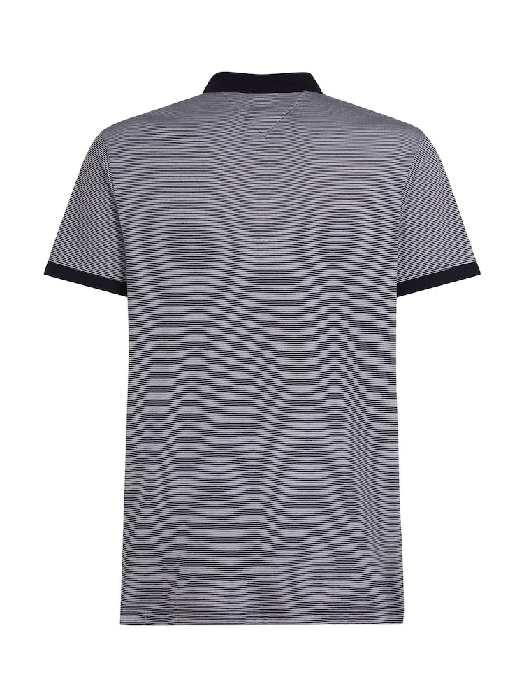 Tommy Hilfiger Blue Regular Fit Striped Short Sleeve 100% Cotton Polo Shirt - Image 6 of 6