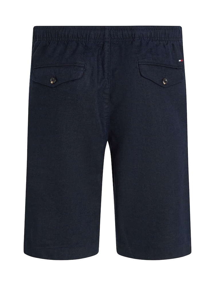 Tommy Hilfiger Light Blue Harlem Drawstring Linen Shorts - Image 6 of 6