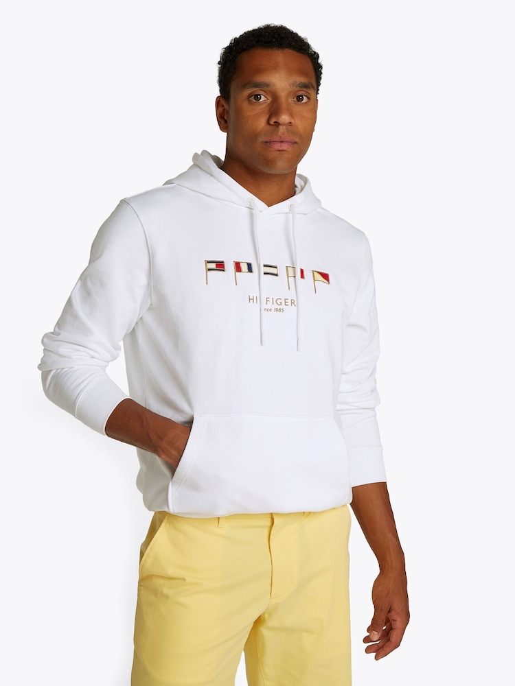 Tommy Hilfiger Chalk White Multi Flags 100% Cotton Hoodie - Image 1 of 6