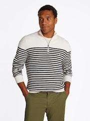 Tommy Hilfiger White Mock Neck Half Zip 100% Cotton Jumper - Image 1 of 6