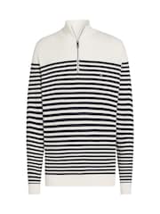 Tommy Hilfiger White Mock Neck Half Zip 100% Cotton Jumper - Image 5 of 6