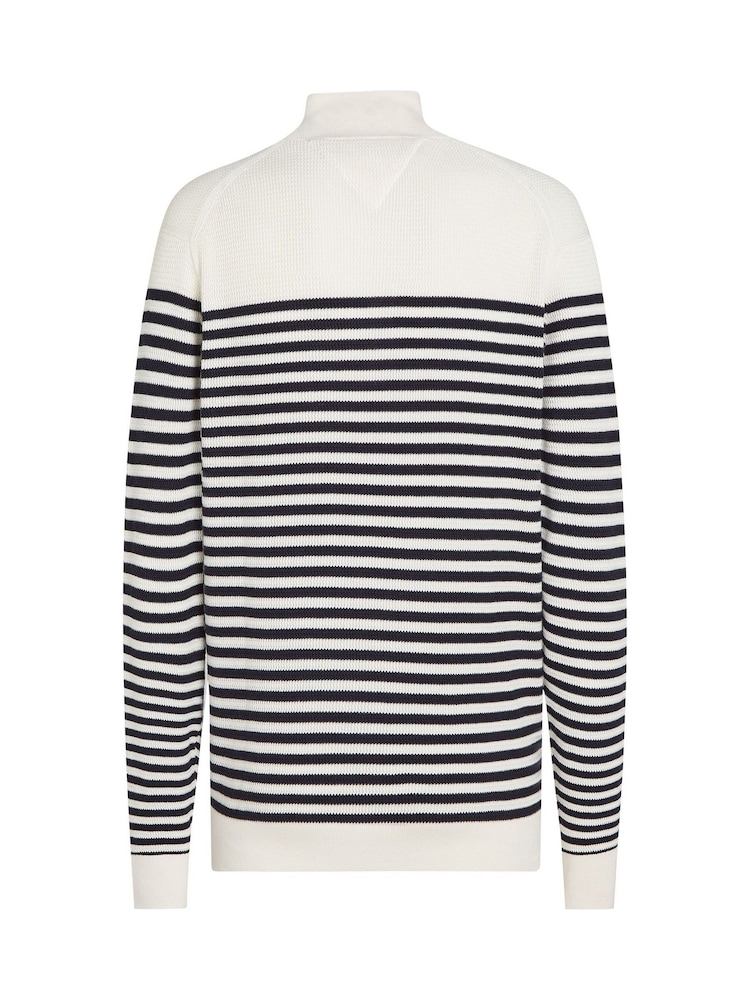 Tommy Hilfiger White Mock Neck Half Zip 100% Cotton Jumper - Image 6 of 6