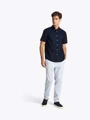 Tommy Hilfiger Dark Blue Regular Fit Flex Poplin Stripe 100% Cotton Shirt - Image 2 of 6