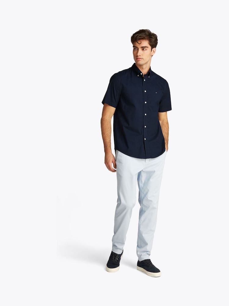 Tommy Hilfiger Dark Blue Regular Fit Flex Poplin Stripe 100% Cotton Shirt - Image 2 of 6