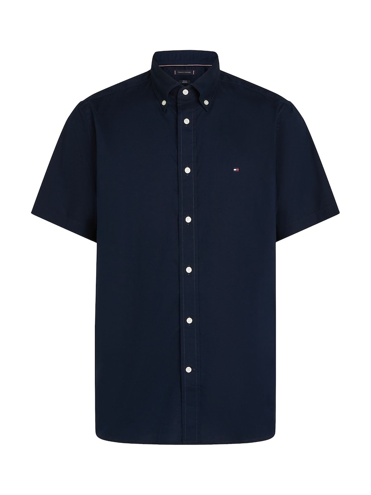 Tommy Hilfiger Dark Blue Regular Fit Flex Poplin Stripe 100% Cotton Shirt - Image 5 of 6