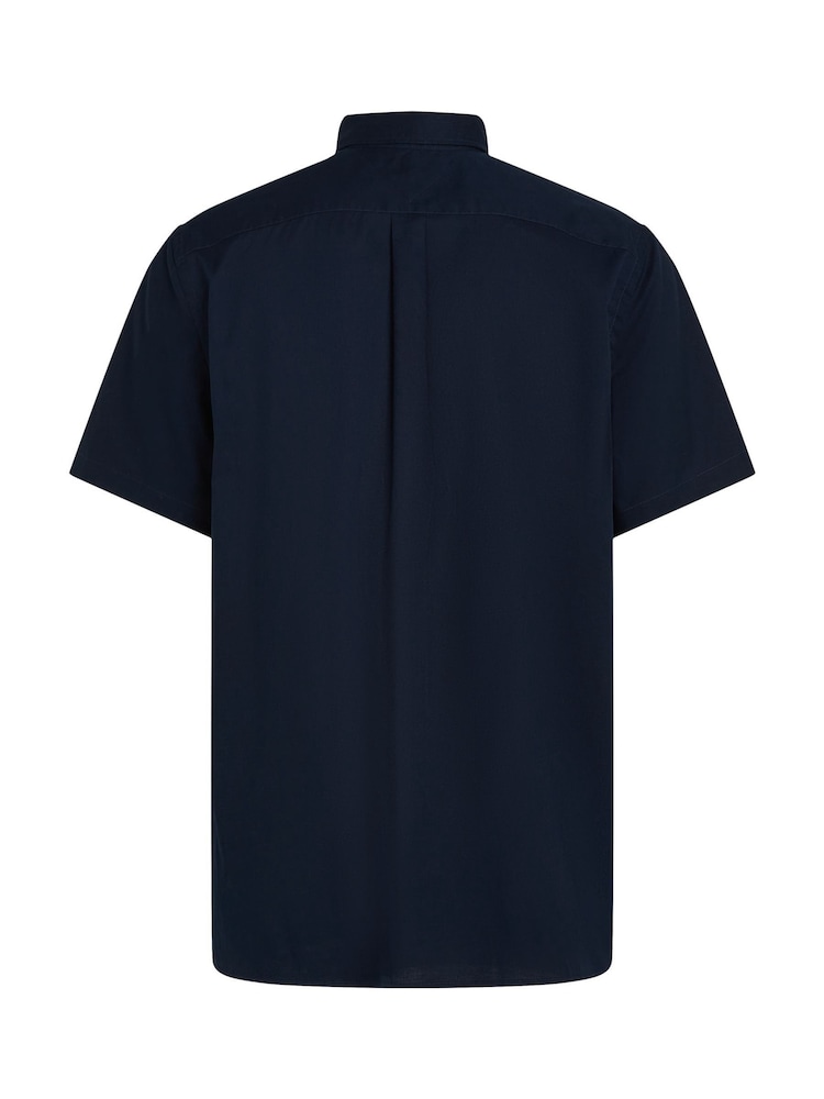 Tommy Hilfiger Dark Blue Regular Fit Flex Poplin Stripe 100% Cotton Shirt - Image 6 of 6