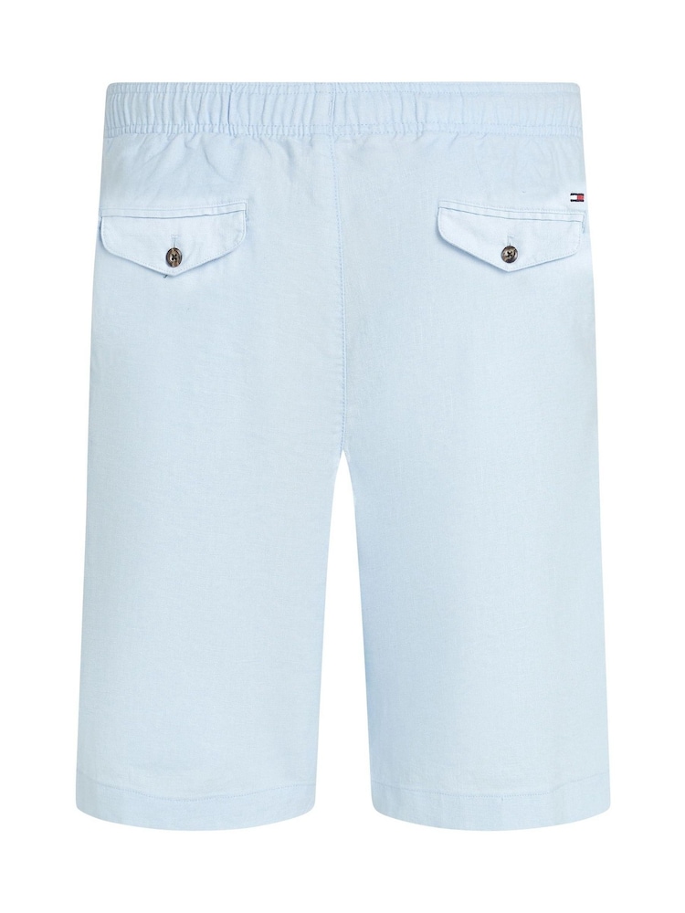 Tommy Hilfiger Blue Harlem Drawstring Linen Shorts - Image 6 of 6