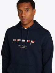 Tommy Hilfiger Navy Multi Flags 100% Cotton Hoodie - Image 4 of 6