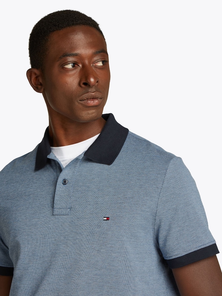 Tommy Hilfiger Light Blue Regular Fit Short Sleeve 100% Cotton Polo Shirt - Image 4 of 6